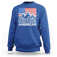 Blue Collar American Sweatshirt Dirty Hands Clean Money Vintage American Flag Mountain - Wonder Print Shop