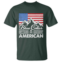 Blue Collar American T Shirt Dirty Hands Clean Money Vintage American Flag Mountain - Wonder Print Shop