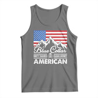 Blue Collar American Tank Top Dirty Hands Clean Money Vintage American Flag Mountain - Wonder Print Shop