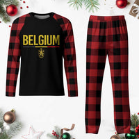 Belgium Belgian Flag Plaid Pajama Set Belgian Lion Coat of Arms Belgie Souvenir