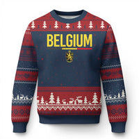 Belgium Belgian Flag Ugly Christmas Sweater Belgian Lion Coat of Arms Belgie Souvenir