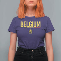 Belgium Belgian Flag T Shirt For Women Belgian Lion Coat of Arms Belgie Souvenir