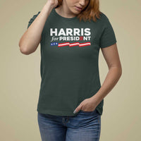 Harris For President T Shirt For Women Election Campaign 2024 American Flag - Wonder Print Shop