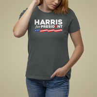 Harris For President T Shirt For Women Election Campaign 2024 American Flag - Wonder Print Shop