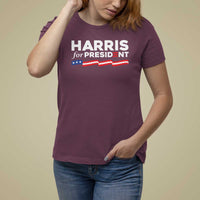 Harris For President T Shirt For Women Election Campaign 2024 American Flag - Wonder Print Shop