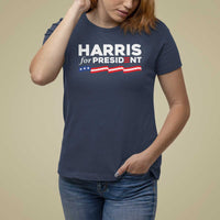 Harris For President T Shirt For Women Election Campaign 2024 American Flag - Wonder Print Shop