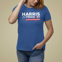 Harris For President T Shirt For Women Election Campaign 2024 American Flag - Wonder Print Shop