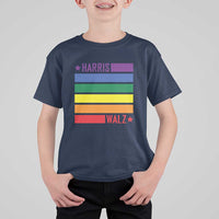 Harris Walz LGBT T Shirt For Kid Presidential Election 2024 Rainbow Flag - Wonder Print Shop