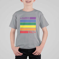 Harris Walz LGBT T Shirt For Kid Presidential Election 2024 Rainbow Flag - Wonder Print Shop