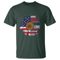 Harris Walz Supporter T Shirt Peace Love Equality Hope Diversity Sunflower USA Flag - Wonder Print Shop