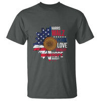 Harris Walz Supporter T Shirt Peace Love Equality Hope Diversity Sunflower USA Flag - Wonder Print Shop