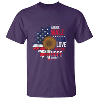 Harris Walz Supporter T Shirt Peace Love Equality Hope Diversity Sunflower USA Flag - Wonder Print Shop