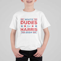 White Dudes For Harris T Shirt For Kid American Flag Star 2024 - Wonder Print Shop