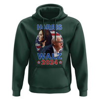 Harris Walz 2024 Hoodie Presidential Election Star USA Flag - Wonder Print Shop
