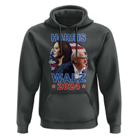 Harris Walz 2024 Hoodie Presidential Election Star USA Flag - Wonder Print Shop