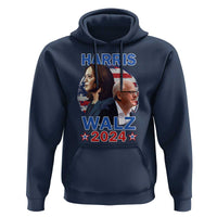 Harris Walz 2024 Hoodie Presidential Election Star USA Flag - Wonder Print Shop