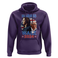 Harris Walz 2024 Hoodie Presidential Election Star USA Flag - Wonder Print Shop