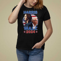Harris Walz 2024 T Shirt For Women Presidential Election Star USA Flag - Wonder Print Shop