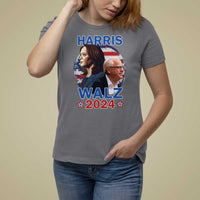 Harris Walz 2024 T Shirt For Women Presidential Election Star USA Flag - Wonder Print Shop