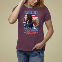 Harris Walz 2024 T Shirt For Women Presidential Election Star USA Flag - Wonder Print Shop