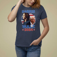 Harris Walz 2024 T Shirt For Women Presidential Election Star USA Flag - Wonder Print Shop