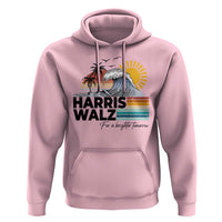 Harris Walz For A Brighter Tomorrow Hoodie Retro Sunshine Blue Wave Coconut Tree - Wonder Print Shop