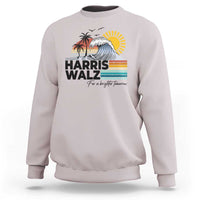 Harris Walz For A Brighter Tomorrow Sweatshirt Retro Sunshine Blue Wave Coconut Tree - Wonder Print Shop