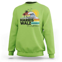 Harris Walz For A Brighter Tomorrow Sweatshirt Retro Sunshine Blue Wave Coconut Tree - Wonder Print Shop