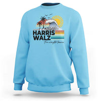 Harris Walz For A Brighter Tomorrow Sweatshirt Retro Sunshine Blue Wave Coconut Tree - Wonder Print Shop
