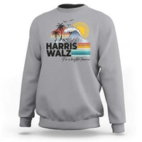 Harris Walz For A Brighter Tomorrow Sweatshirt Retro Sunshine Blue Wave Coconut Tree - Wonder Print Shop