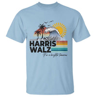 Harris Walz For A Brighter Tomorrow T Shirt Retro Sunshine Blue Wave Coconut Tree - Wonder Print Shop