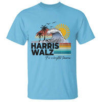 Harris Walz For A Brighter Tomorrow T Shirt Retro Sunshine Blue Wave Coconut Tree - Wonder Print Shop