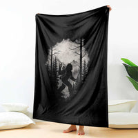 Funny Bigfoot Hiking Night Stroll Mountain Forest Throw Blanket - Wonder Print Shop