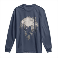Funny Bigfoot Hiking Night Stroll Mountain Forest Long Sleeve Shirt - Wonder Print Shop