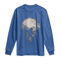 Funny Bigfoot Hiking Night Stroll Mountain Forest Long Sleeve Shirt - Wonder Print Shop