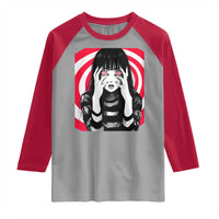 Horror Anime Manga Creepy Goth Japanese Girl Raglan Shirt - Wonder Print Shop