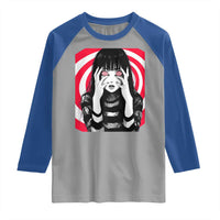 Horror Anime Manga Creepy Goth Japanese Girl Raglan Shirt - Wonder Print Shop