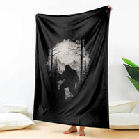 Funny Bigfoot Hunting Throw Blanket Sasquatch Wildlife Hunter Forest - Wonder Print Shop