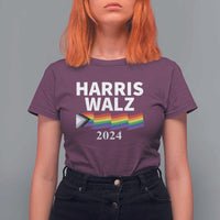 Harris Walz T Shirt For Women LGBT Rainbow Flag Presidential Election 2024 - Wonder Print Shop