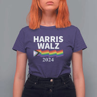 Harris Walz T Shirt For Women LGBT Rainbow Flag Presidential Election 2024 - Wonder Print Shop