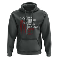Harris Walz 2024 Hoodie I'm A Veteran Not A Sucker Or A Loser American Flag Gun - Wonder Print Shop