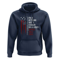 Harris Walz 2024 Hoodie I'm A Veteran Not A Sucker Or A Loser American Flag Gun - Wonder Print Shop
