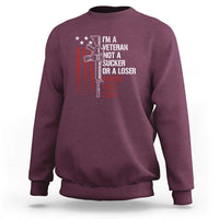 Harris Walz 2024 Sweatshirt I'm A Veteran Not A Sucker Or A Loser American Flag Gun - Wonder Print Shop