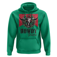 Western Xmas Hoodie Howdy Christmas Cow Skull Xmas Wreath TS11