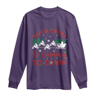Funny Christmas Dirt Bike Long Sleeve Shirt Santa Cross Is Coming To Town Motorcross