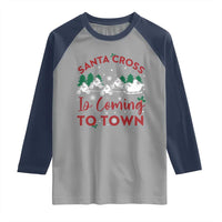 Funny Christmas Dirt Bike Raglan Shirt Santa Cross Is Coming To Town Motorcross - Wonder Print Shop