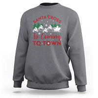 Funny Christmas Dirt Bike Sweatshirt Santa Cross Is Coming To Town Motorcross - Wonder Print Shop