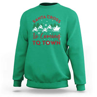 Funny Christmas Dirt Bike Sweatshirt Santa Cross Is Coming To Town Motorcross - Wonder Print Shop