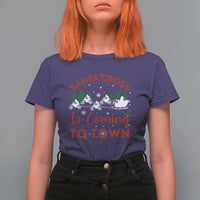 Funny Christmas Dirt Bike T Shirt For Women Santa Cross Is Coming To Town Motorcross - Wonder Print Shop