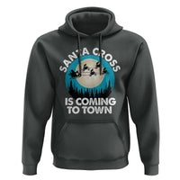 Funny Christmas Motocross Hoodie Santa Cross Is Coming To Town Sport